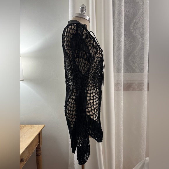 Ralph Lauren Black Label Crochet & Leather Coverup/Shirt, Sample, NWOT - Picture 6 of 16
